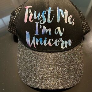 Claire's Black and Multicolor Glitter Unicorn Hat